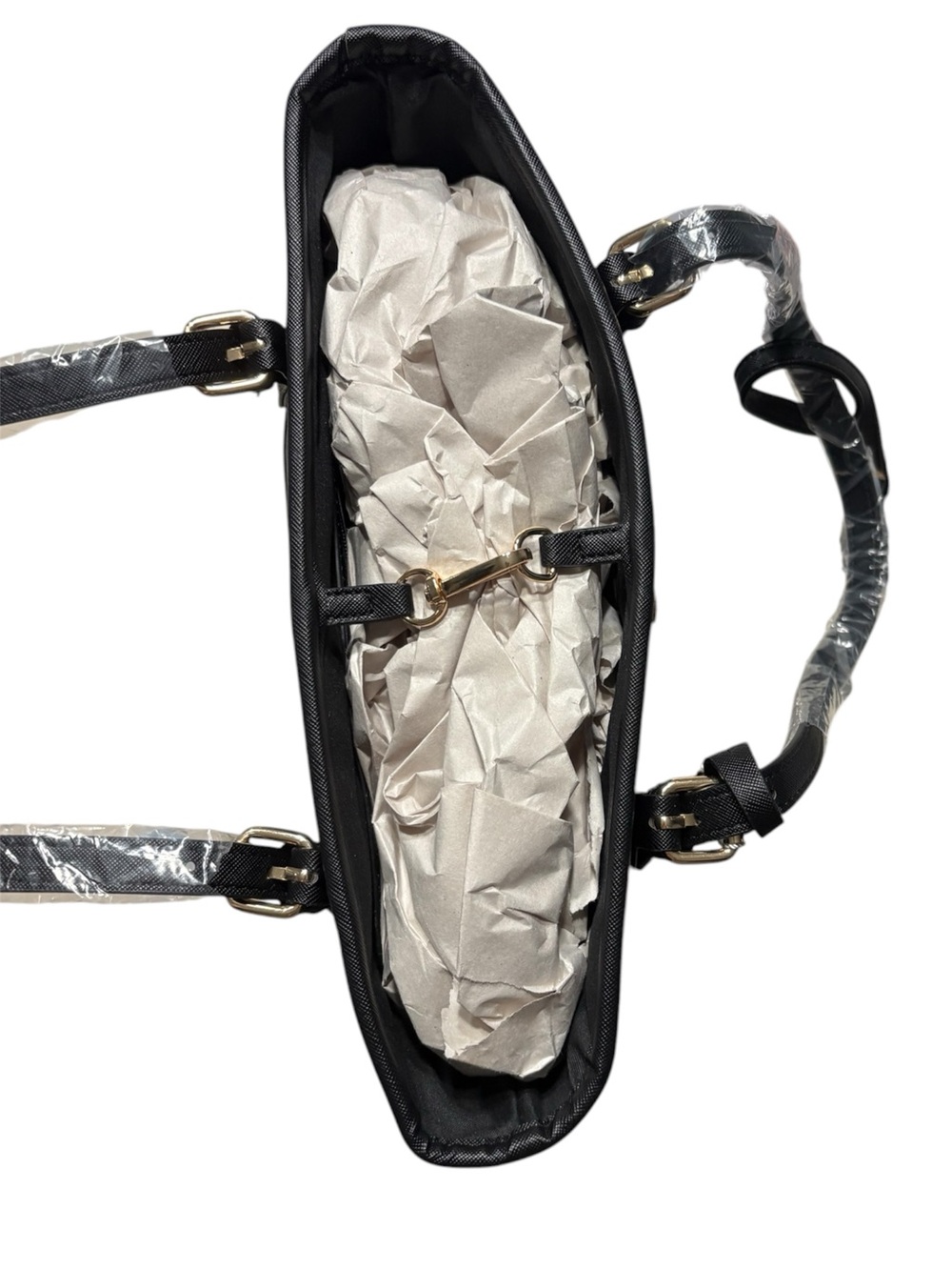 Valentino Orlandi Black Tote with Gold Hardware and Pouch - Picture 5 of 7